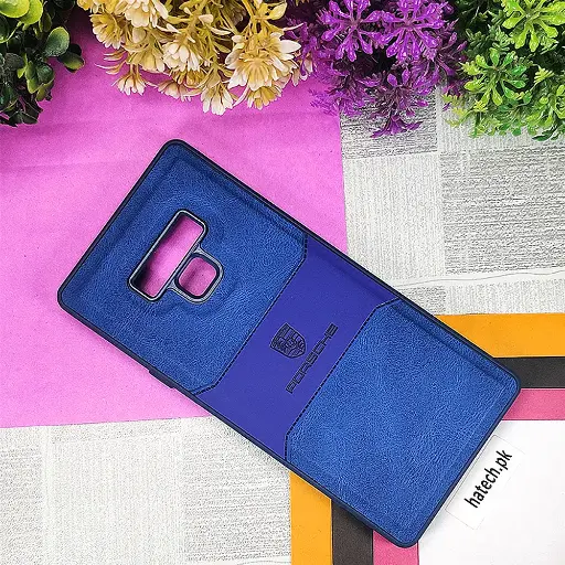 [PO42BSNOT9-7-17] Samsung Galaxy Note 9 Porsche Luxuary Leather Back Case (Navy Blue)