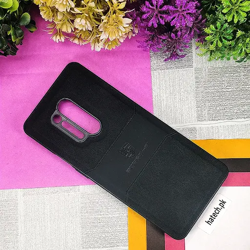 [PO42B1PL8PR-7-2] OnePlus 8 Pro Porsche Luxuary Leather Back Case (Black)