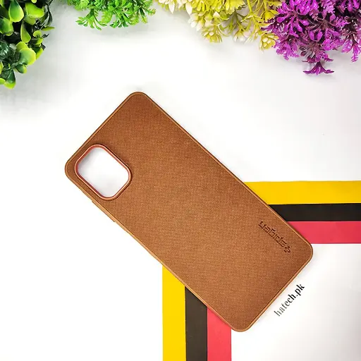 [PO32BSA06-16-13] Samsung Galaxy A06 Spigen Hard Dotted Leather Back Case (Brown)