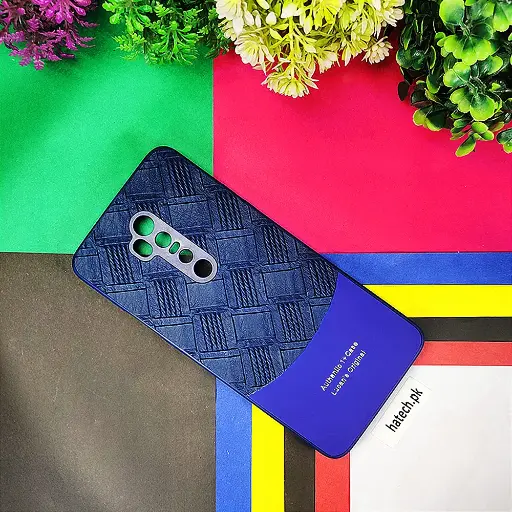 [PO42B1PL7TPR-8-17] One Plus 7T Pro Authentic Lucane Leather Texture Back Case (Navy Blue)