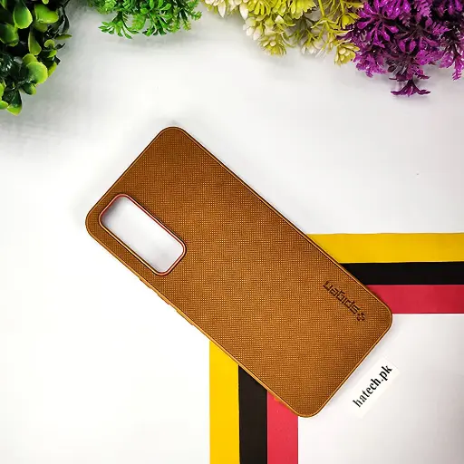 [PO32BVIY51S-16-13] Vivo Y51s|Y53s|Y31 2020 Spigen Hard Dotted Leather Back Case (Brown)