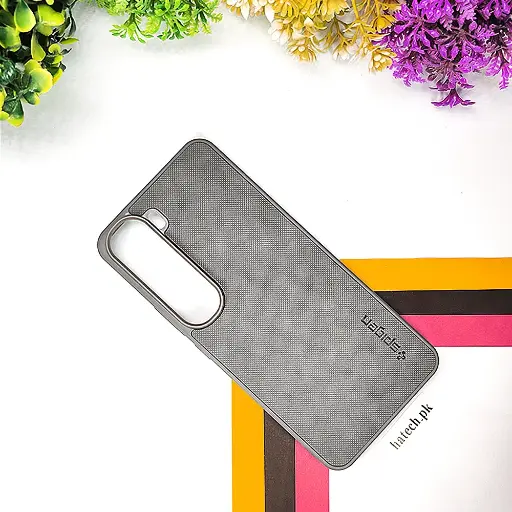 [PO32BVIY200-16-9] Vivo Y200 4G|Y300 4G|V40 Lite 5G Spigen Hard Dotted Leather Back Case (Gray)