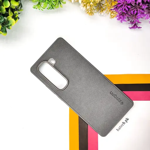 [PO32BIHOT50PRPL-16-9] Infinix Hot 50 Pro Plus 4G Spigen Hard Dotted Leather Back Case (Gray)