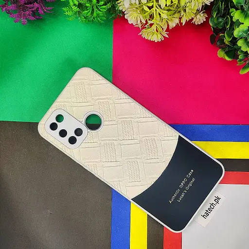[PO42BORELMEC17-8-43] Oppo Realme C17 Authentic Lucane Leather Texture Back Case (Off White)