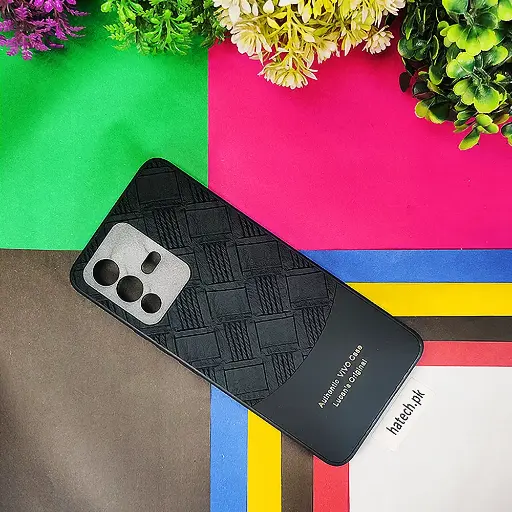 [PO42BVIV235G-8-2] Vivo V23 5G Authentic Lucane Leather Texture Back Case (Black)