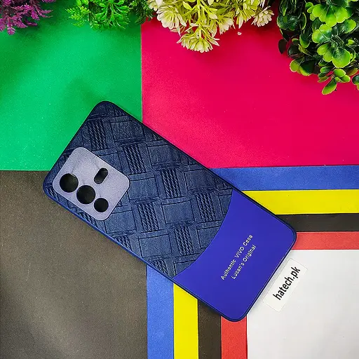 [PO42BVIV235G-8-17] Vivo V23 5G Authentic Lucane Leather Texture Back Case (Navy Blue)