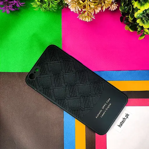 [PO42BOA57-8-2] Oppo A57 Authentic Lucane Leather Texture Back Case (Black)