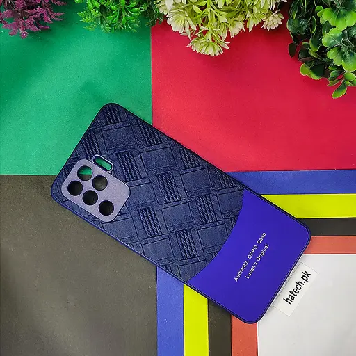 [PO42BOF19PR-8-17] Oppo F19 Pro 4G Authentic Lucane Leather Texture Back Case (Navy Blue)