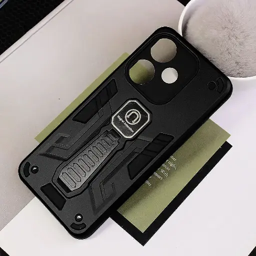 [PO39BOA3X-2-2] Oppo A3x|A3 Armour With Stand Back Case (Black)