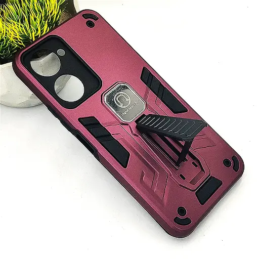 [PO39BVIY18-2-21] Vivo Y18|Y18e|Y03|Y03T Armour With Stand Back Case (Maroon)