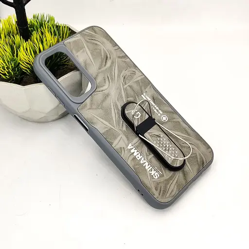 [PO36BSA14-14-9] Samsung A14 4G SKINARMA Premium Leather Texture With Stand Back Case (Gray)