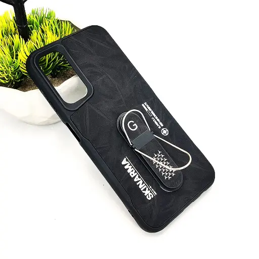 [PO36BSA05S-14-2] Samsung A05S SKINARMA Premium Leather Texture With Stand Back Case (Black)