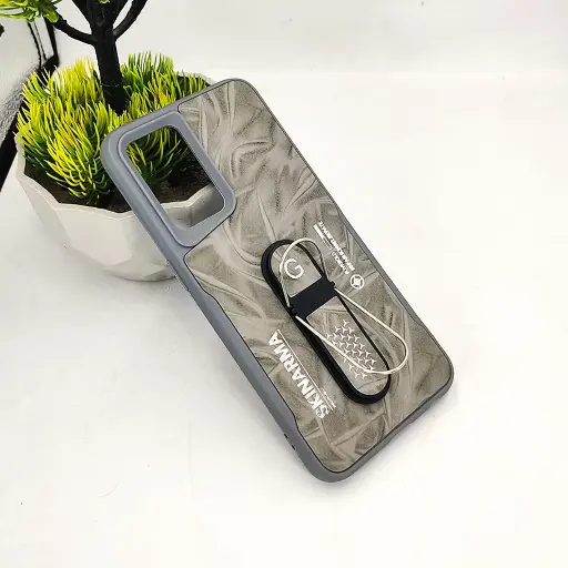[PO36BORNO5-14-9] Oppo Reno 5 4G SKINARMA Premium Leather Texture With Stand Back Case (Gray) 