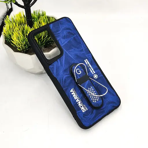 [PO36BORNO5-14-3] Oppo Reno 5 4G SKINARMA Premium Leather Texture With Stand Back Case (Blue)