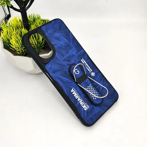 [PO36BOA18-14-3] Oppo A18|A38 SKINARMA Premium Leather Texture With Stand Back Case (Blue)