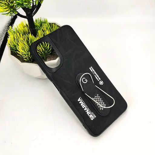 [PO36BOA18-14-2] Oppo A18|A38 SKINARMA Premium Leather Texture With Stand Back Case (Black)