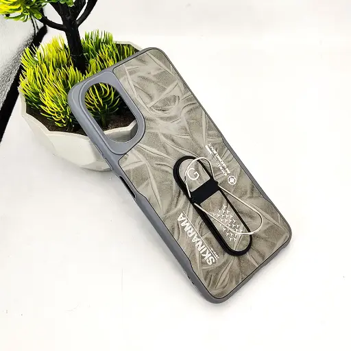 [PO36BOA18-14-9] Oppo A18|A38 SKINARMA Premium Leather Texture With Stand Back Case (Gray)
