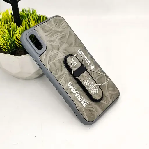 [PO36BIP8X-14-9] iPhone X|XS SKINARMA Premium Leather Texture With Stand Back Case (Gray) 