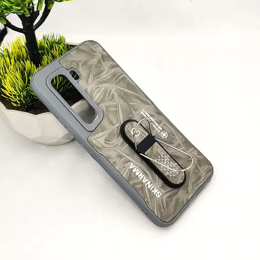 [PO36BIHOT50PR-14-9] Infinix Hot 50 Pro 4G SKINARMA Premium Leather Texture With Stand Back Case (Gray)