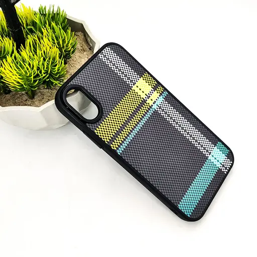 [PO58BIP8X-3-2]  iPhone XS|X 3D PITTAKA Fiber Fusion Stripe Edition Back Case (Black) 