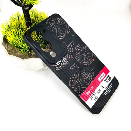 [PO14BVIY04-66-2] Vivo Y04 4G|Y19e 4G Lining 3D Printed Soft Silicone Back Case (Black)