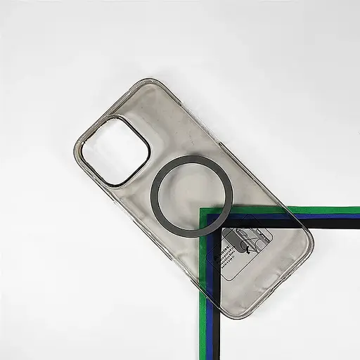 [PO13BIP16PMAX-1-36] iPhone 16 Pro Max PC Transparent Mag Safe Back Case (Natural Titanium)