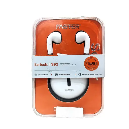 [HFB7FSTR8-8] Faster Saver S-92 Wireless Bluetooth Earbuds