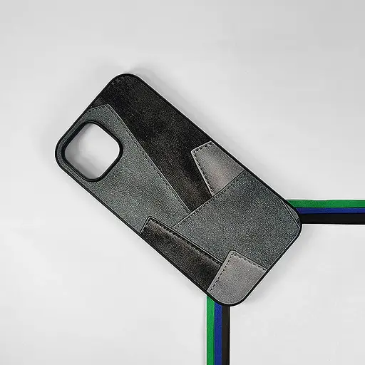 [PO33BIP15-5-2] iPhone 15 Leather Texture Premium Back Case (Black)