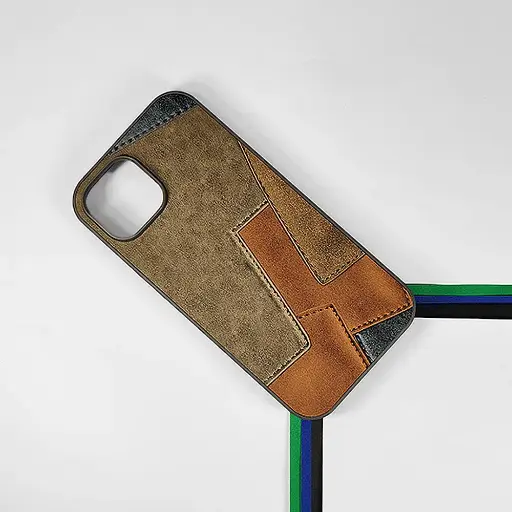 [PO33BIP15-5-9] iPhone 15 Leather Texture Premium Back Case (Gray)