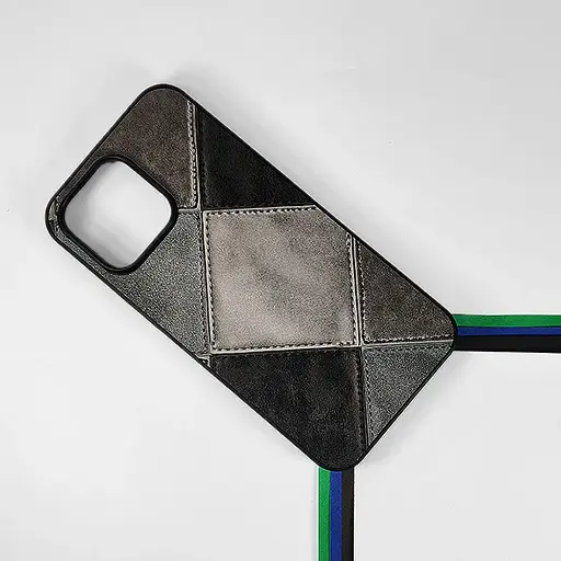 [PO33BIP15PMAX-5-2] iPhone 15 Pro Max Leather Texture Premium Back Case (Black) 