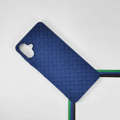 [PO14BSA06-52-3] Samsung Galaxy A06 Woven With Leather Feel Soft Silicone Back Case (Blue)