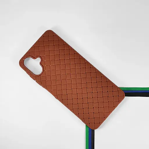 [PO14BSA06-52-13] Samsung Galaxy A06 Woven With Leather Feel Soft Silicone Back Case (Brown)