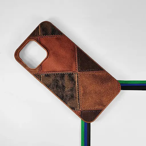 [PO33BIP14PMAX-5-13] iPhone 14 Pro Max Leather Texture Premium Back Case (Brown)