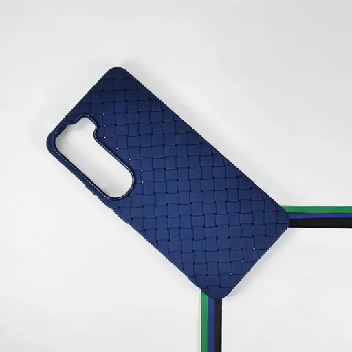 [PO14BVIY200-52-3] Vivo Y200 4G|V40 Lite|Y300 5G Woven With Leather Feel Soft Silicone Back Case (Blue)