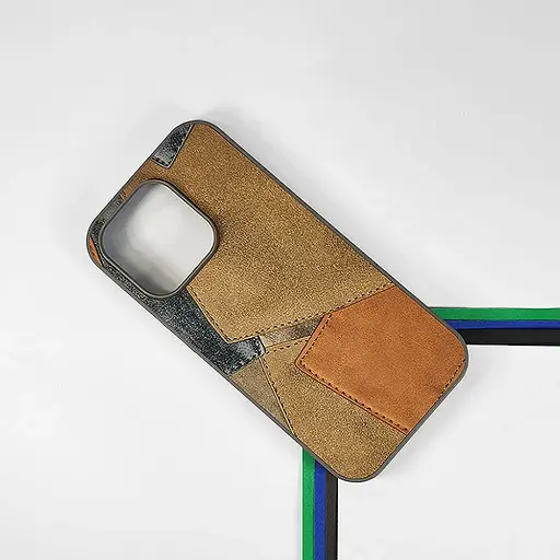 [PO33BIP16PR-5-9] iPhone 16 Pro Leather Texture Premium Back Case (Gray) 