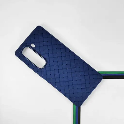 [PO14BIHOT50PRPL-52-3] Infinix Hot 50 Pro Plus 4G Woven With Leather Feel Soft Silicone Back Case (Blue)