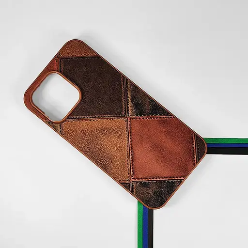 [PO33BIP15PR-5-13] iPhone 15 Pro Leather Texture Premium Back Case (Brown) 