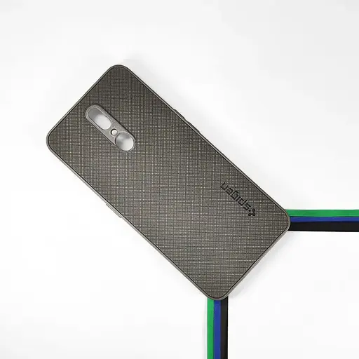 [PO32BOF11-16-9] Oppo F11 Spigen Hard Dotted Leather Back Case (Gray)