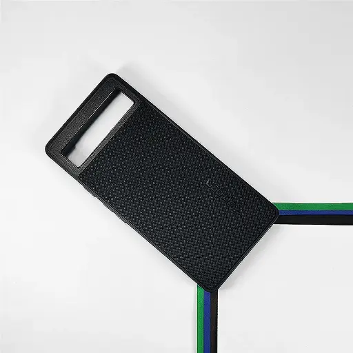 [PO32BGPXL6A-16-2] Google Pixel 6A Spigen Hard Dotted Leather Back Case (Black)