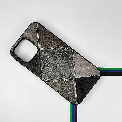 [PO33BIP14PR-5-2] iPhone 14 Pro Leather Texture Premium Back Case (Black)