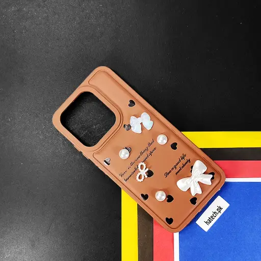 [PO9BIHOT50i-12-13] Infinix Hot 50i/Smart 9/Smart 9 HD Bow Ladies Fancy Soft Silicone Back Case (Brown)