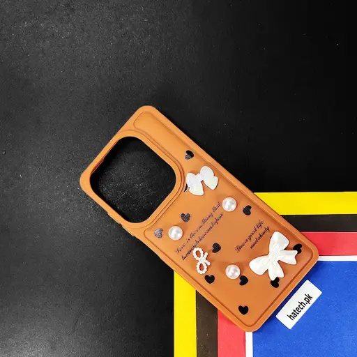 [PO9BISMRT8-12-13] Infinix Hot 40i|Smart 8|Smart 8 Pro |Tecno Pop 8|Spark 20C|Spark 20 Bow Ladies Fancy Soft Silicone Back Case (Brown)