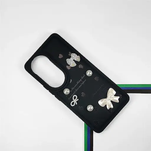 [PO9BVIV50 5G-12-2] Vivo V50 5G Bow Ladies Fancy Soft Silicone Back Case (Black)