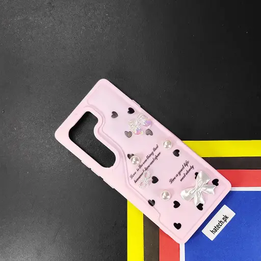 [PO9BTCMN40-12-22] Tecno Camon 40 4G Bow Ladies Fancy Soft Silicone Back Case (Baby Pink)