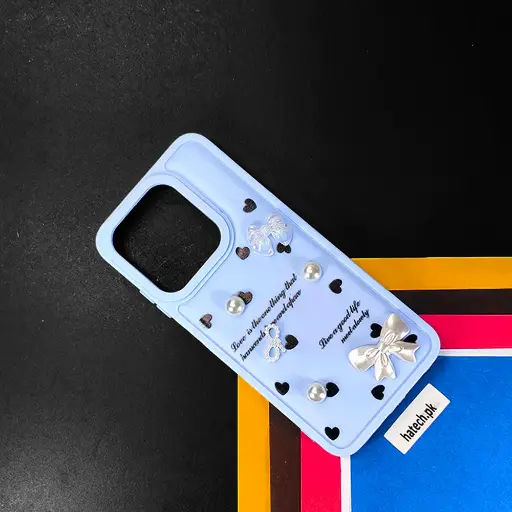 [PO9BTSPRKGO1-12-16] Tecno POP 9|Spark GO 1 Bow Ladies Fancy Soft Silicone Back Case (Sky Blue)