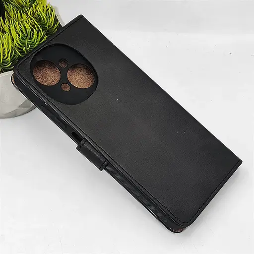[PO42FBTSPRKGO1-4-2] Tecno POP 9|Spark GO 1 NMT Premium Luxuary Leather Book Case (Black)