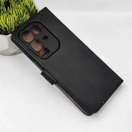 [PO42FBINOT50PR-4-2] Infinix Note 50 Pro NMT Premium Luxuary Leather Book Case (Black)