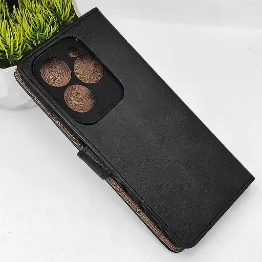 [PO42FBISMRT8-4-2] Infinix Hot 40i|Smart 8|Smart 8 Pro |Tecno Pop 8|Spark 20C|Spark 20 NMT Premium Luxuary Leather Book Case (Black)