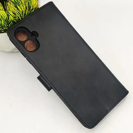 [PO42FBSA06-4-2] Samsung A06 NMT Premium Luxuary Leather Book Case (Black)