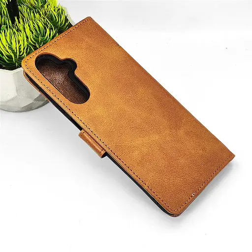 [PO42FBSA16-4-5] Samsung A16 5G NMT Premium Luxuary Leather Book Case (Golden)